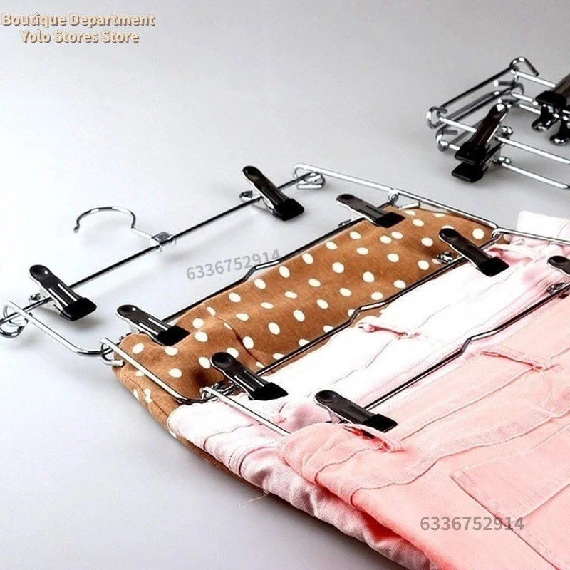 6 طبقات شماعات الملابس متعدد الطبقات تنورة بنطلون شماعات للسراويل غير قابلة للانزلاق شماعات معدنية مقاطع تخزين الملابس حامل أرفف