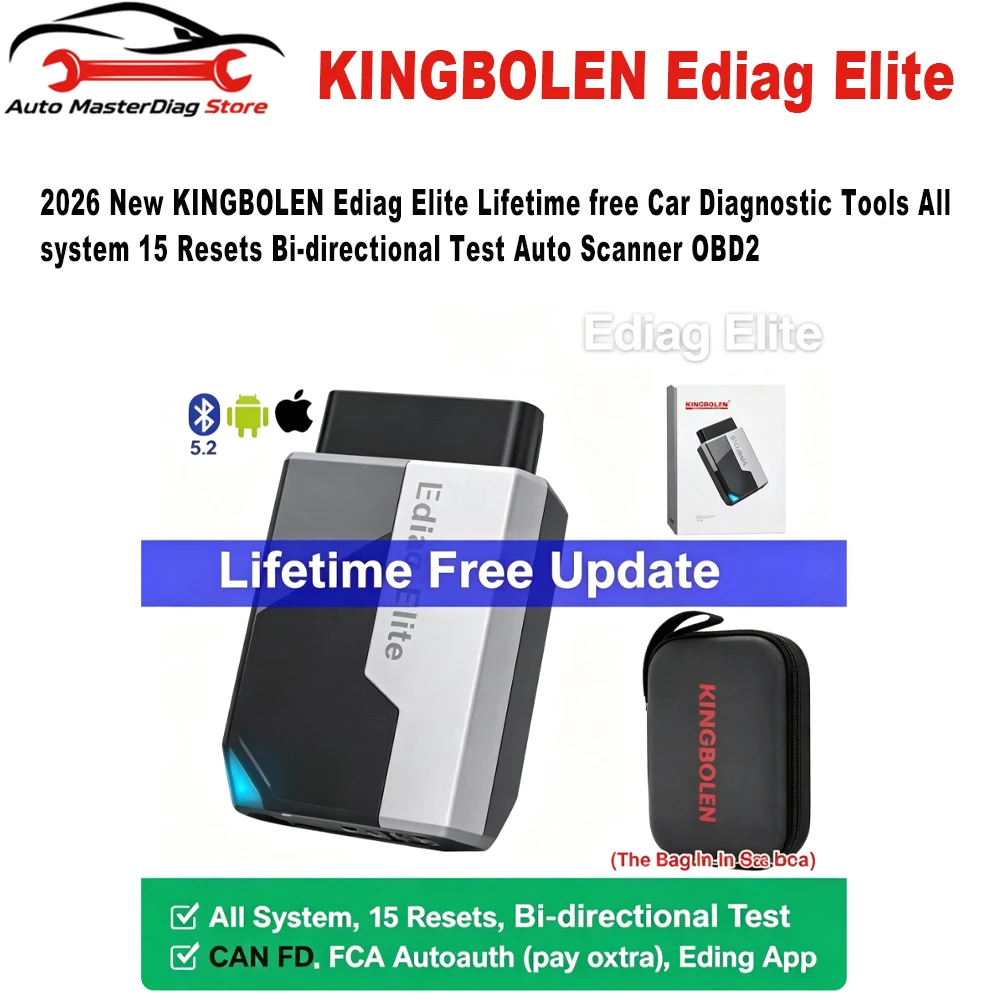 2026 New KINGBOLEN Ediag Elite Lifetime Free Car Diagnostic Tools All System 15 Resets Bi-directional Test Auto Scanner OBD2