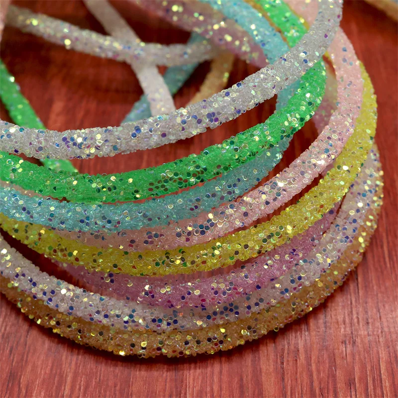 1yard or 10yards 6mm Resin Glitter Jelly Rope Sequin Trimming DIY Jewelry Bracelet Necklace Garment Shoes Party Decor Wedding