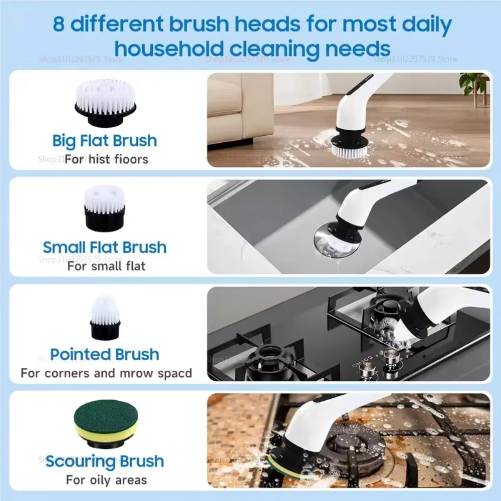 9-in-1 Cordless Electric Spin Scrubber with Adjustable Extension Handle 6