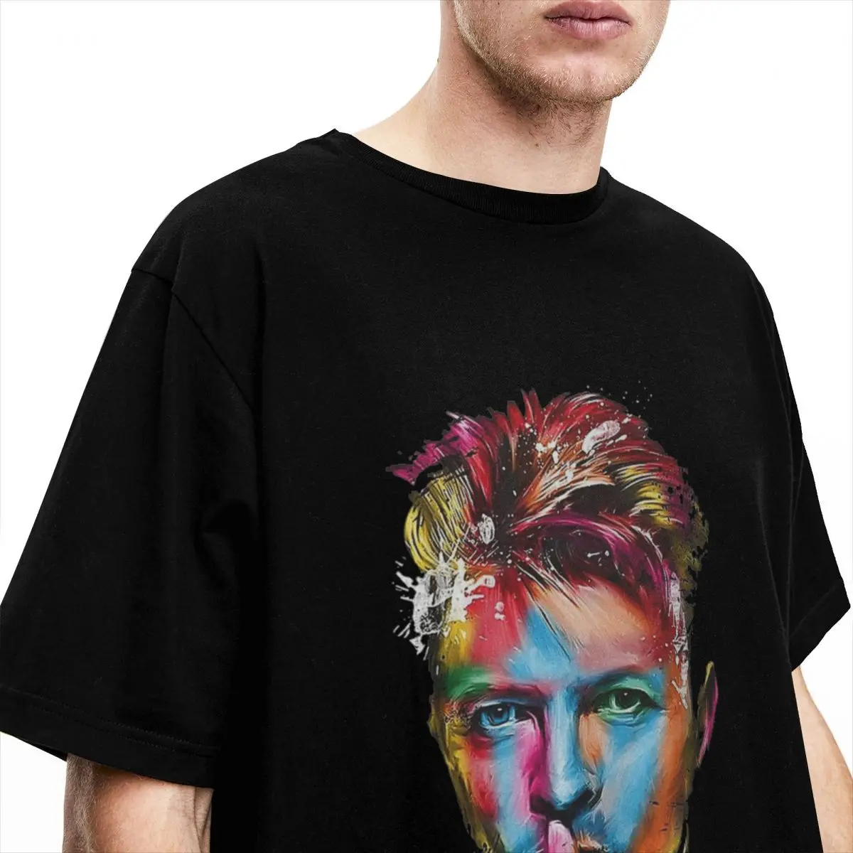 Men Davids Bowied T-Shirts poped 100% Cotton Top Tees Summer Y2K Retro Short Sleeve T-Shirt O Neck Harajuku Pattern Tee Shirt