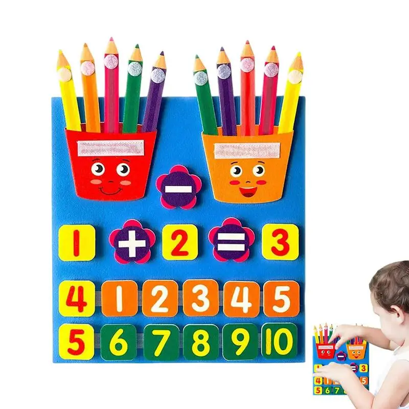 Montessori Number Counting Math Felt Board Felt Board Finger Numbers Pencil Preschool Manipulatives Game Addition Subtraction