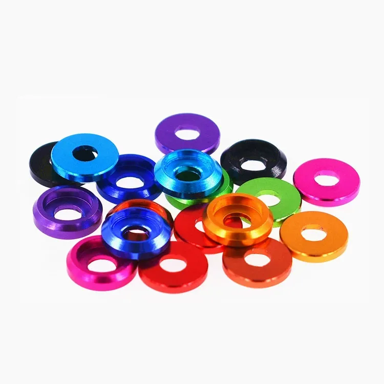 10Pcs M2 M2.5 M3 M4 M5 M6 Colourful Aluminum alloy Cap Head Cone Washer Arm Dress-Up Washers Anodized Decoration Washer