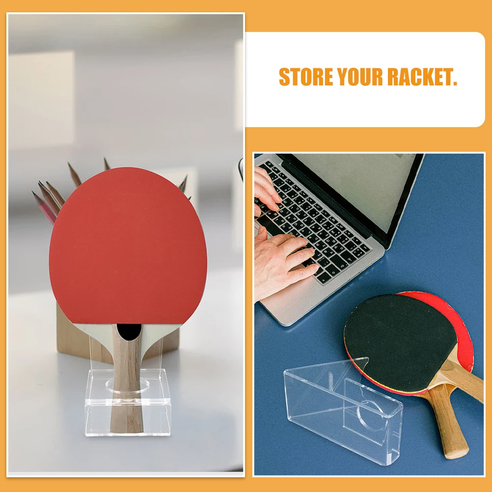 Estante de exhibición de paleta de tenis de mesa acrílico, soporte de murciélago ahorrador para el hogar y la Oficina, Base de raqueta transparente deportiva, 2 uds.