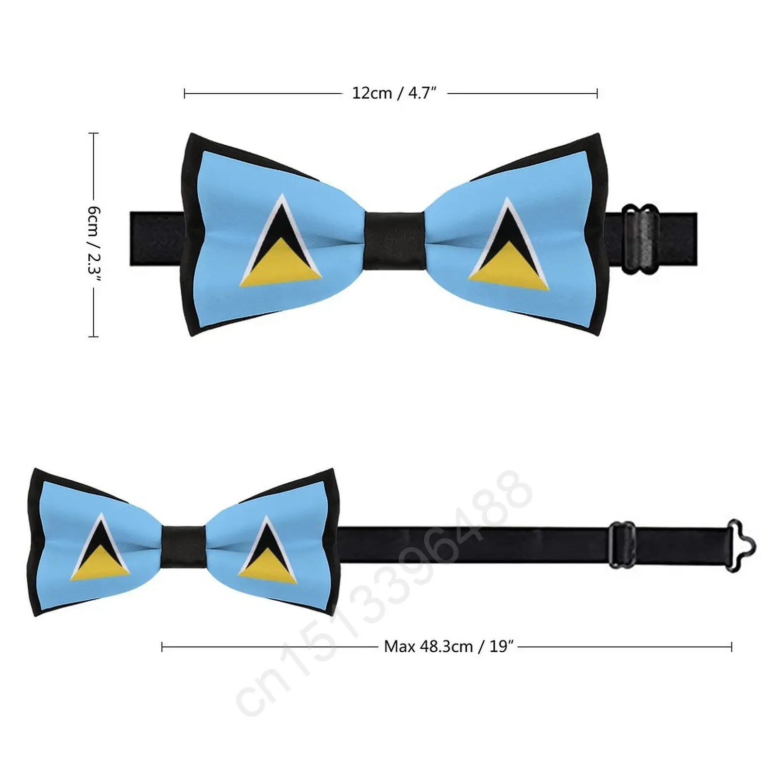 New Polyester Saint Lucia Flag Bowtie for Men Fashion Casual Men's Bow Ties Cravat Neckwear For Wedding Party Suits Tie