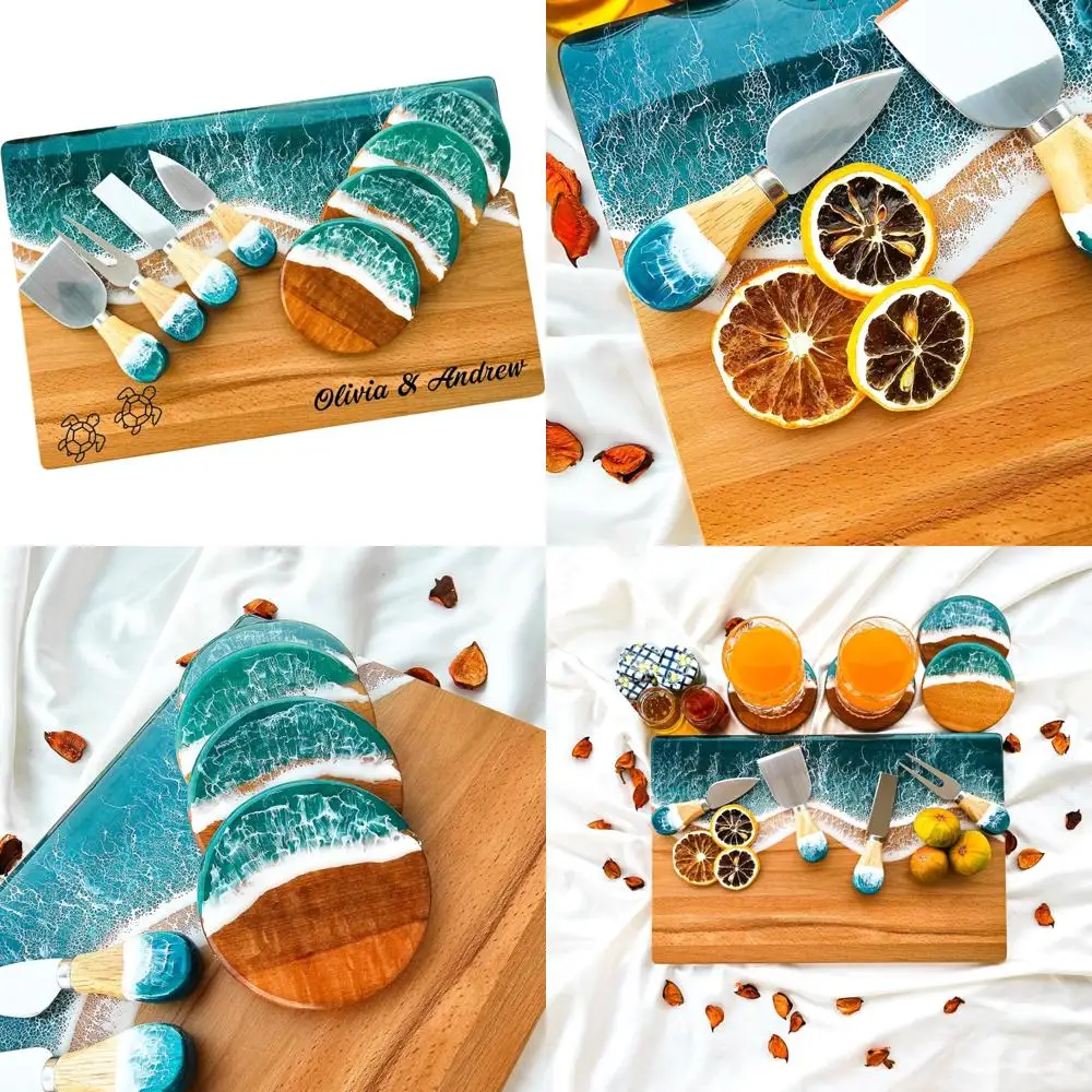 

Настраиваемая доска для одежды из смолы на тему океана — идеально подходит для пляжных свадеб и торжеств на новоселье