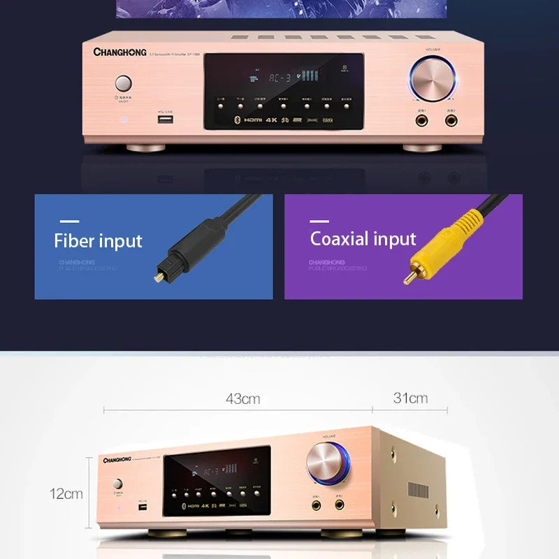 

KYYSLB 900W 220V Blueteeth Sound Amplifiers High Power Amplifier 5.1 HIFI Fever Digital Home Audio KTV Karaoke Speaker Amplifier