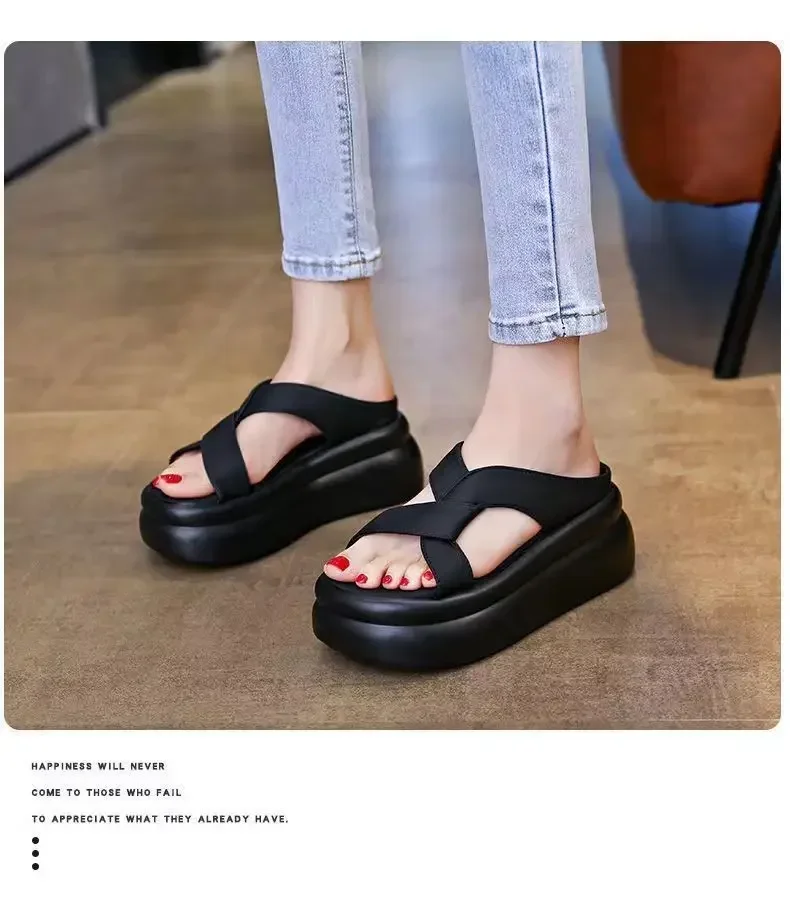 Damen-Strandsandalen, neue modische Plateau-Sandalen mit dicker, weicher Sohle für den Sommer, Outdoor-Slipper, Sandalias de Mujer – Detail 8