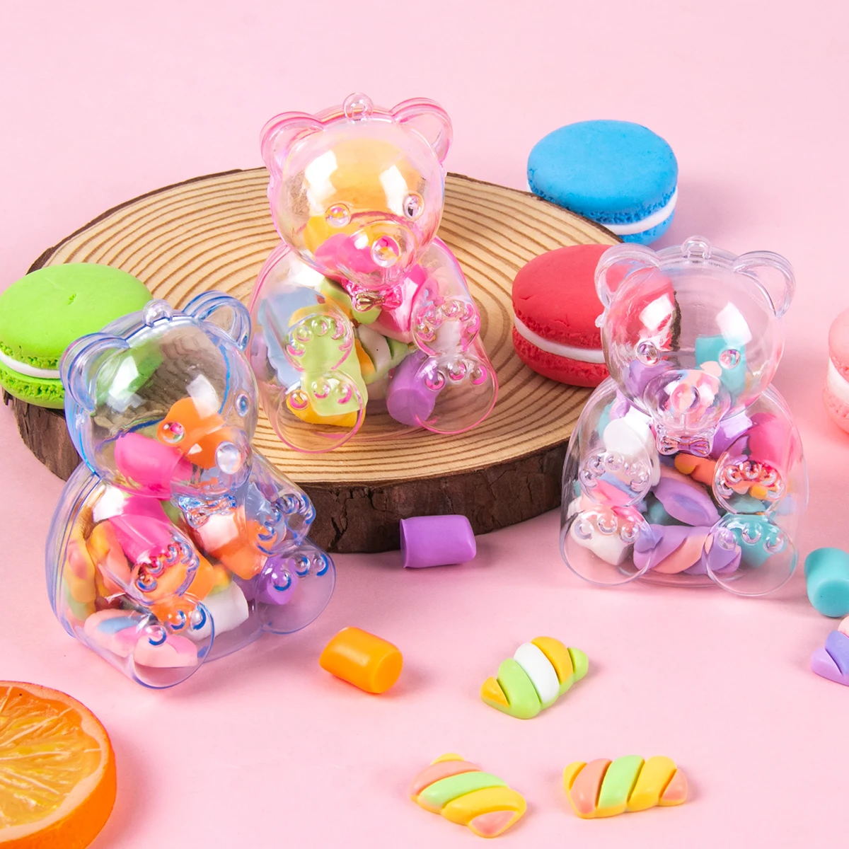 12 Pcs Transparent Candy Box Bulk Jar Treat Boxes Wedding Favors Snacks Packing Bear Gift Shaped Baby Bride Clear Candy Box