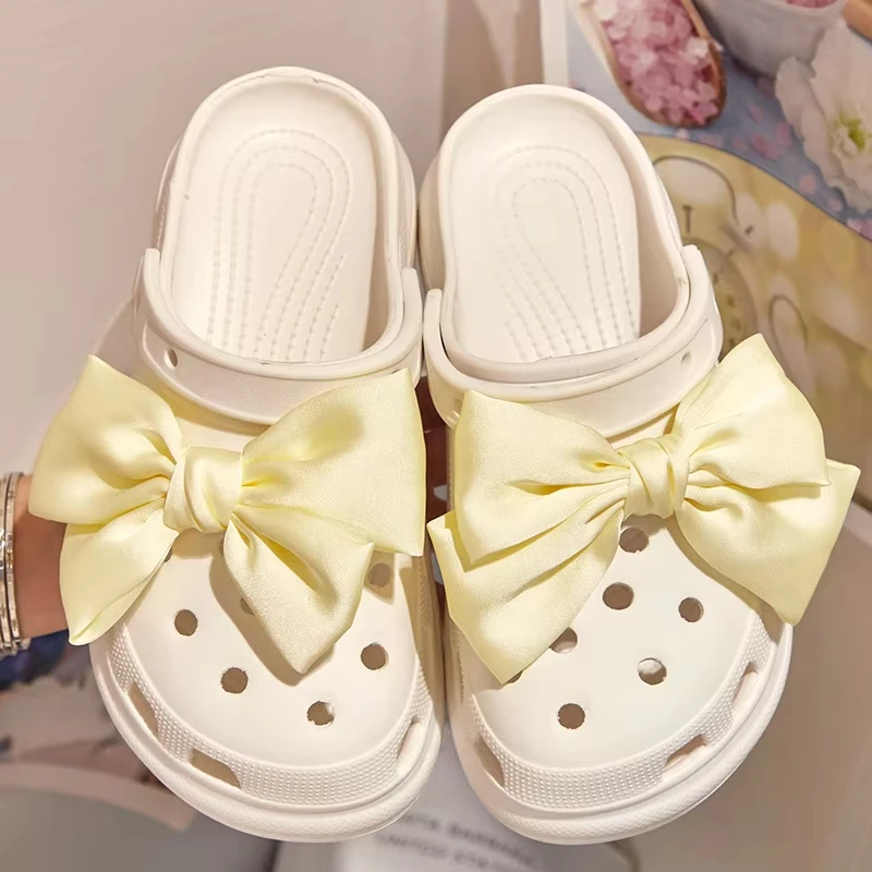 New Cute and Soft 3D Bow Buckle DIY Hole Shoes Sandals Detachable Shoe Flower Charm Shoes Accessories Festival Party Gifts