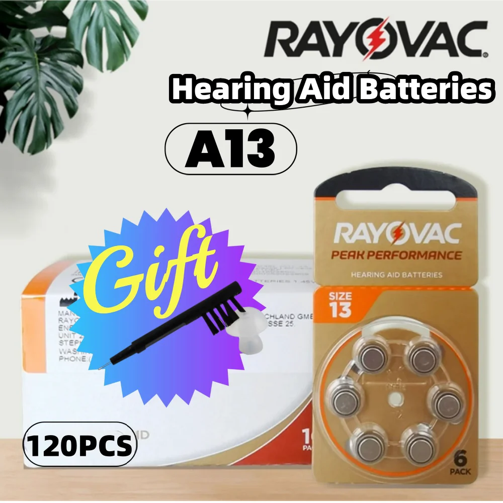 

120 PCS Hearing Aid Batteries Zinc Air 1.45V Rayovac Peak Size A13 13A 13 P13 PR48 Hearing Aid Battery For hearing aids