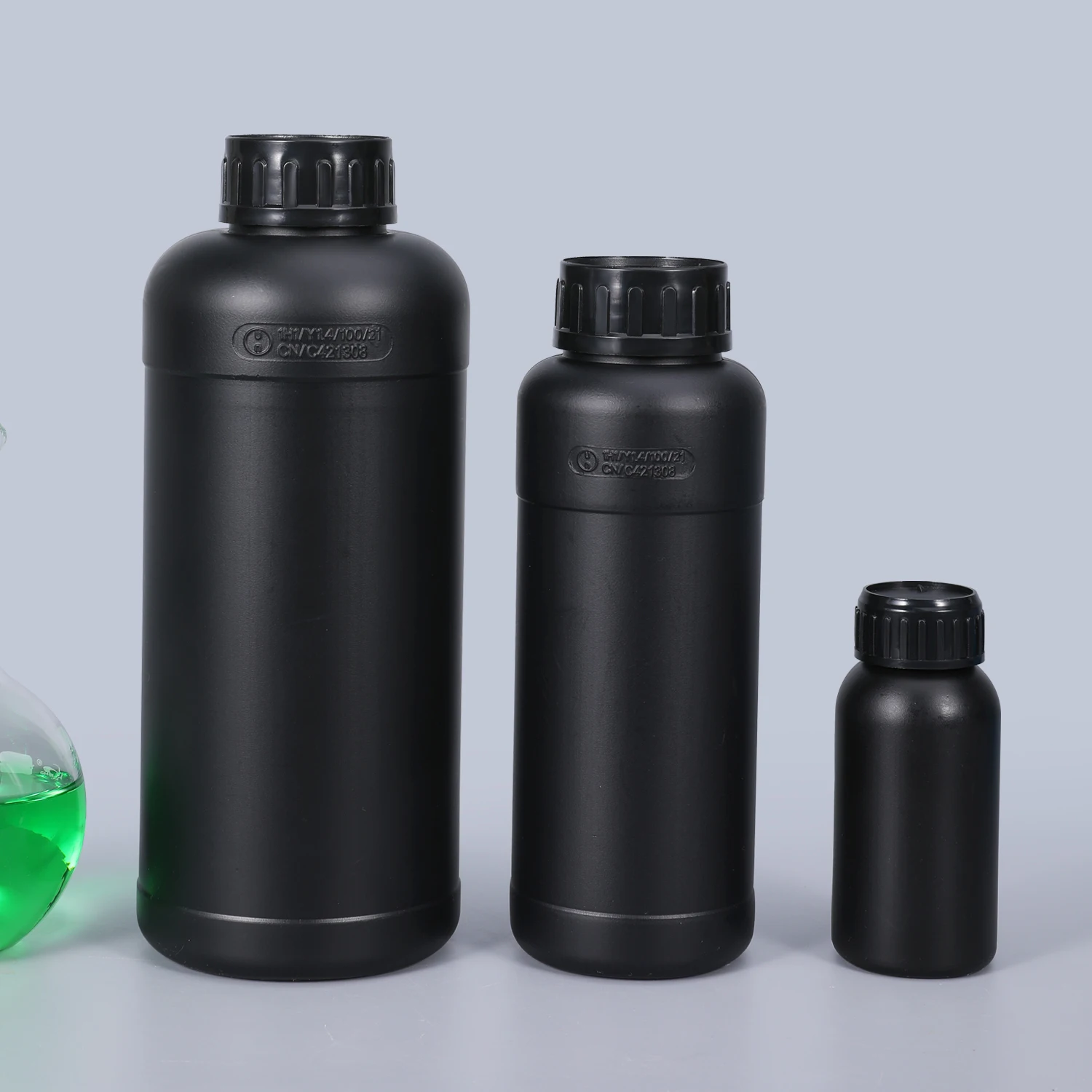 1Pcs 100ML-1000ML PTFE Layer Black Plastic Reagent Bottle New Food Grade HDPE Screw Capped Liquid Refillable Bottle