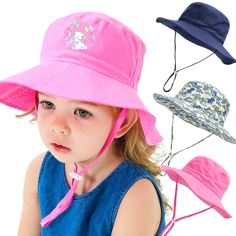 

My Melody Hat for Girl Kid Summer SunHat Bucket Hat UV Protection Outdoor Boys Beach Cap Fashion Panama Cap Fisherman Hat 2-6Y