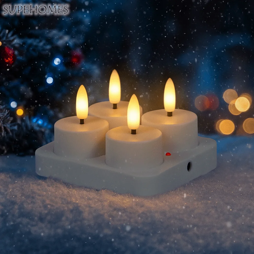 4/6/8/12 PCS Remote Control Christmas LED Candle Light Flameless Rechargeable Electronic Candle Warm Yellow Candle Lamp Bedroom