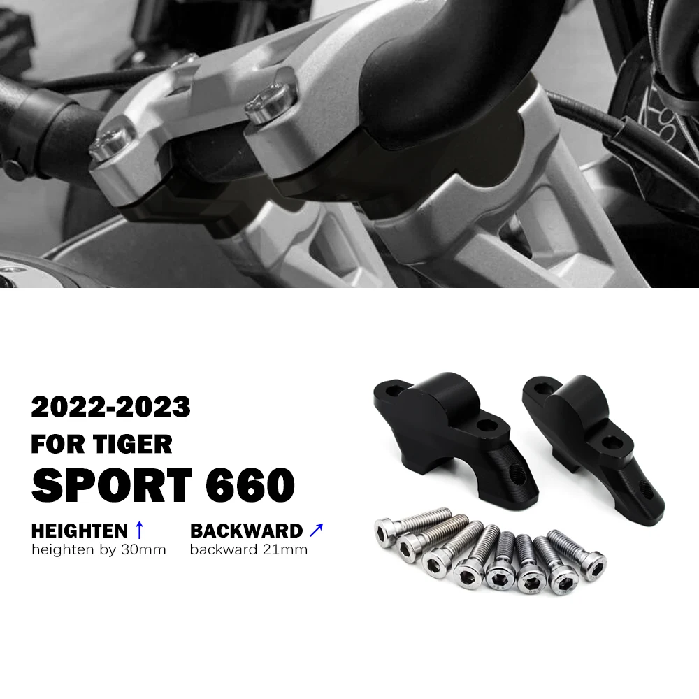 For Tiger Sport 660 Accessories 2022-2023 Motorcycle Handlebar Risers Mounting Handle Bar Clamp Extend Adapter CNC Aluminum