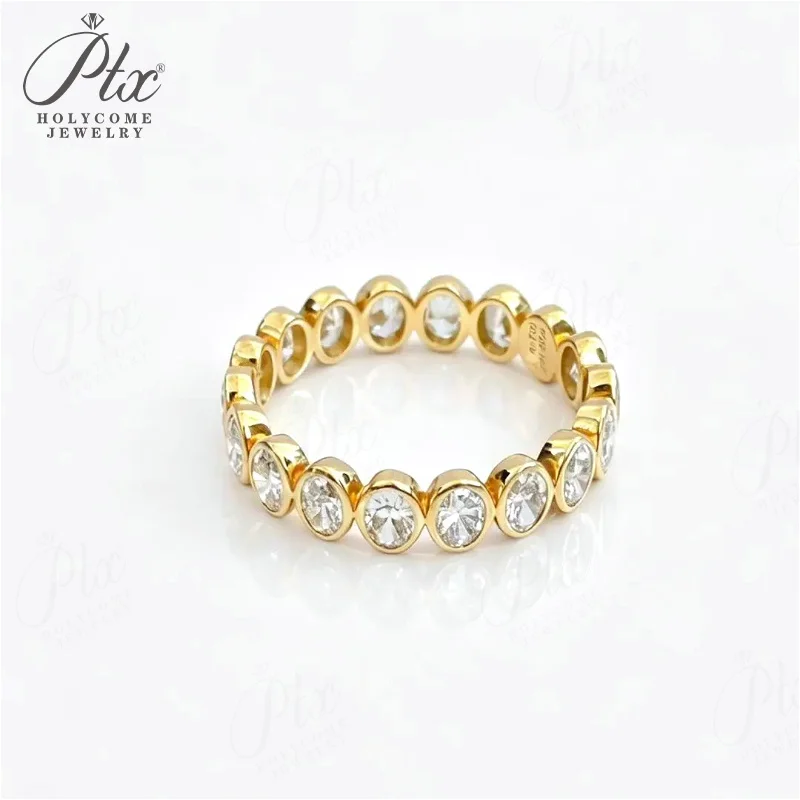 18K Gelbgold Diamantring DEF VS-VVS Ovaler Schliff Hochzeitsantrag Versprechen Edel für Damen Charms Tägliches Tragen Holycome Schmuck – Detail 2