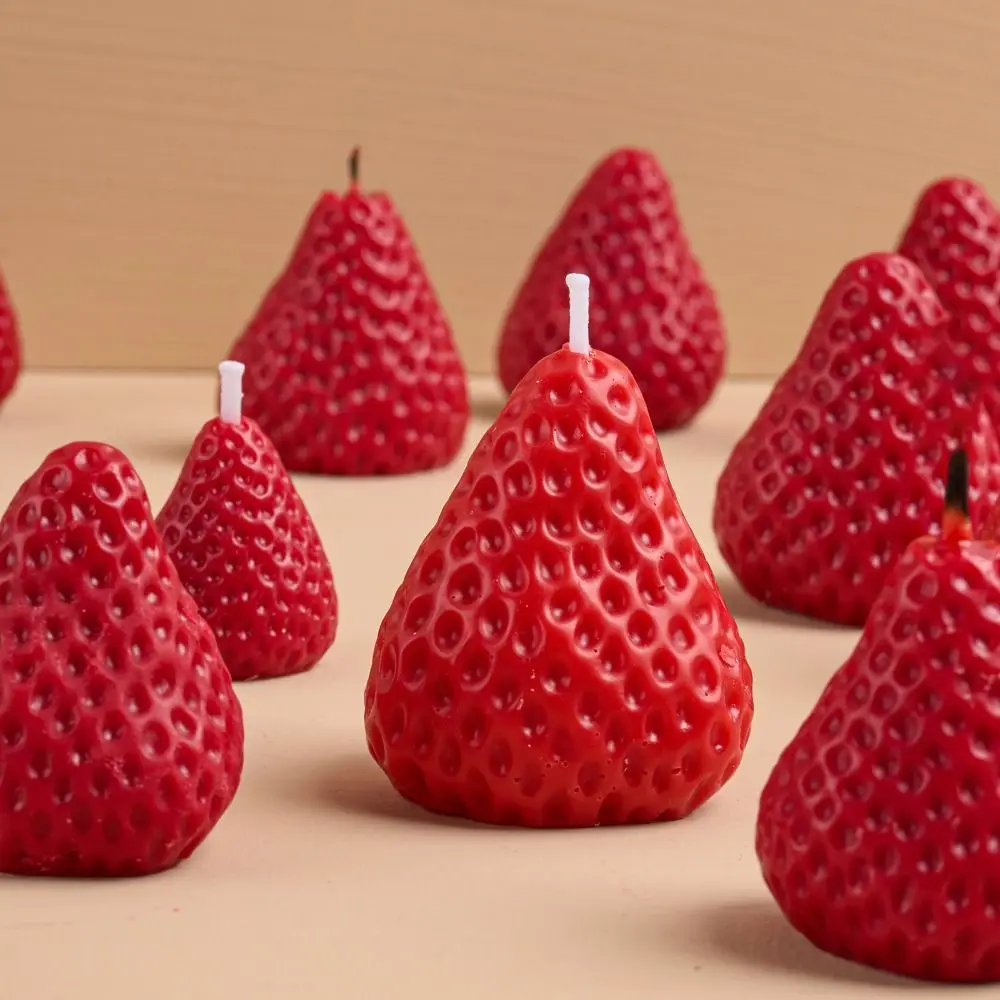 Silicone 3D Strawberry Mold Strawberry Shape Reusable DIY Candle Mold Handmade Craft Cake Mousse Mould Wedding Anniversary