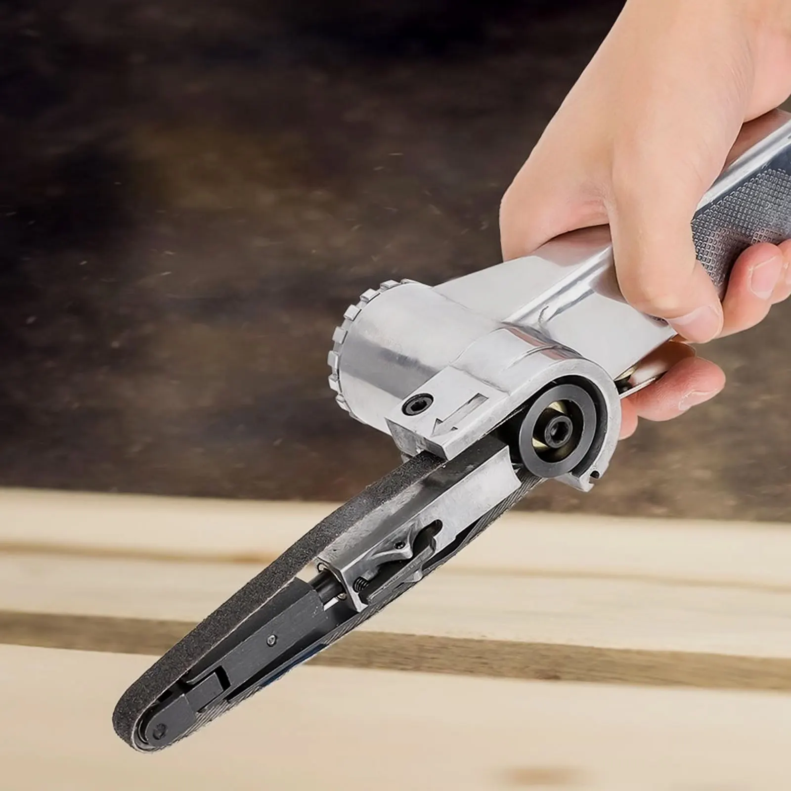 

Пневматическая ленточная шлифовальная машина 10 мм, 3 шт. шлифовальных лент, 90 фунтов на кв. дюйм, 16000 об/мин, для угловой шлифовальной машины 100 мм, для шлифовки стекла, полировки металла, обработки кромок, 60 # 80 # 120 #