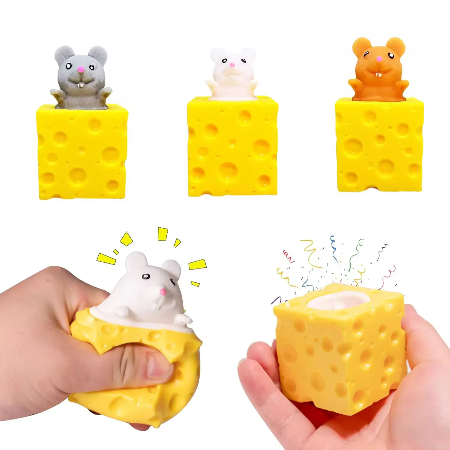 Cheese Mouse Pinchs, Plays, Teases, Relieves Stress, Squeezes Toys, Rebound Squirrels