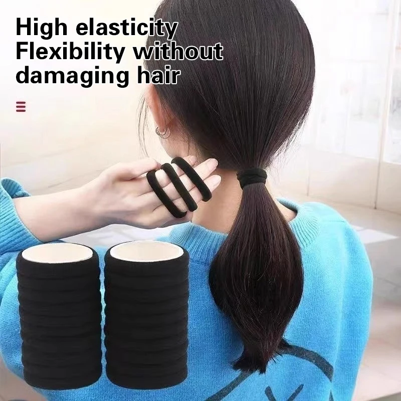 100pcs Black Hair Bands For Women Girls Hairband High Elastic Rubber Band Hair Ties Ponytail Holder Scrunchies Accessorie