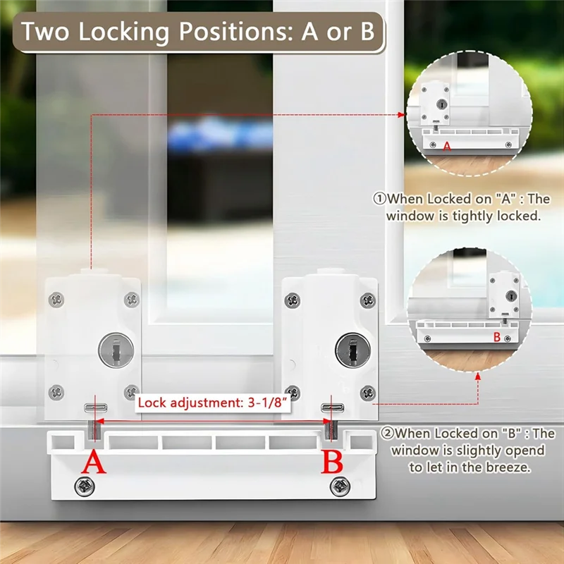 

SQPP-Patio Sliding Door Security Foot Kick Lock With Keyed, Fits On Top Rail-Childproof Patio Door Guardian-Or Bottom
