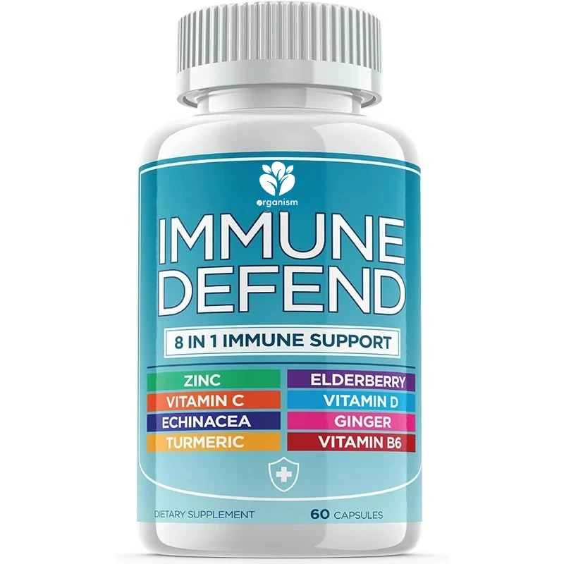 

Поддержка иммунной защиты 8-в-1, дополнение к иммунному капсулу, содержащий цинковой эхинацеи, витамин С, 60 капсул