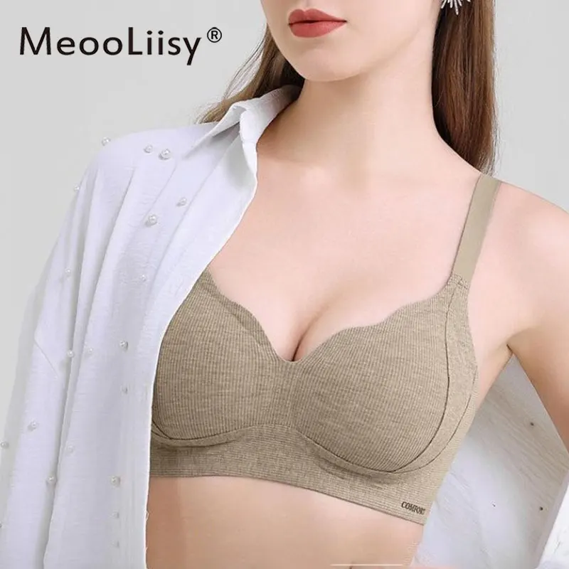 

MeooLiisy Fixed Cup Seamless Wire Free Bra for Women Push Up Comfortable Yoga Sports Lingerie Underwear Brassiere