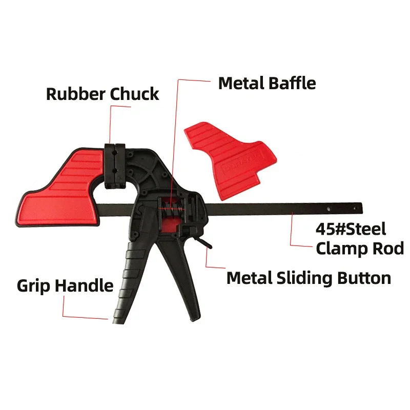 Wood Working F Clamp Clip Quick Ratchet Clamps One-Handed Heavy Duty Carpentry Hand Vise Tools Bar Clamp 4 6 12 18 24 Inch