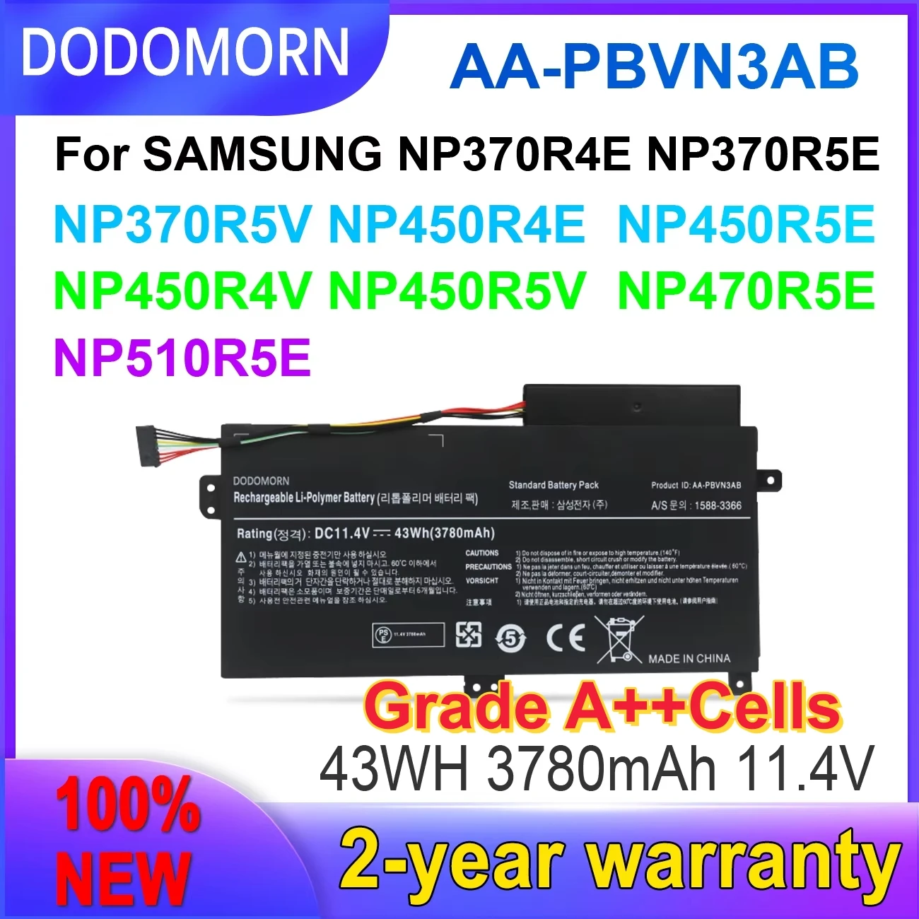 High Quality AA-PBVN3AB Laptop Battery For Samsung ATIV Book 4 NP370R4E NP370R5E NP450R4V NP470R5E NP510R5E BA43-00358A