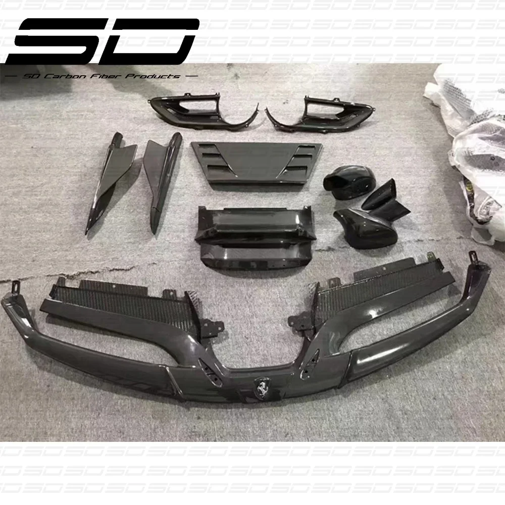 C Style All Car Accessories Full Set Body Kit Front Lip Side Skirt Rear Diffuser For  F 488 Carbon Body Kit