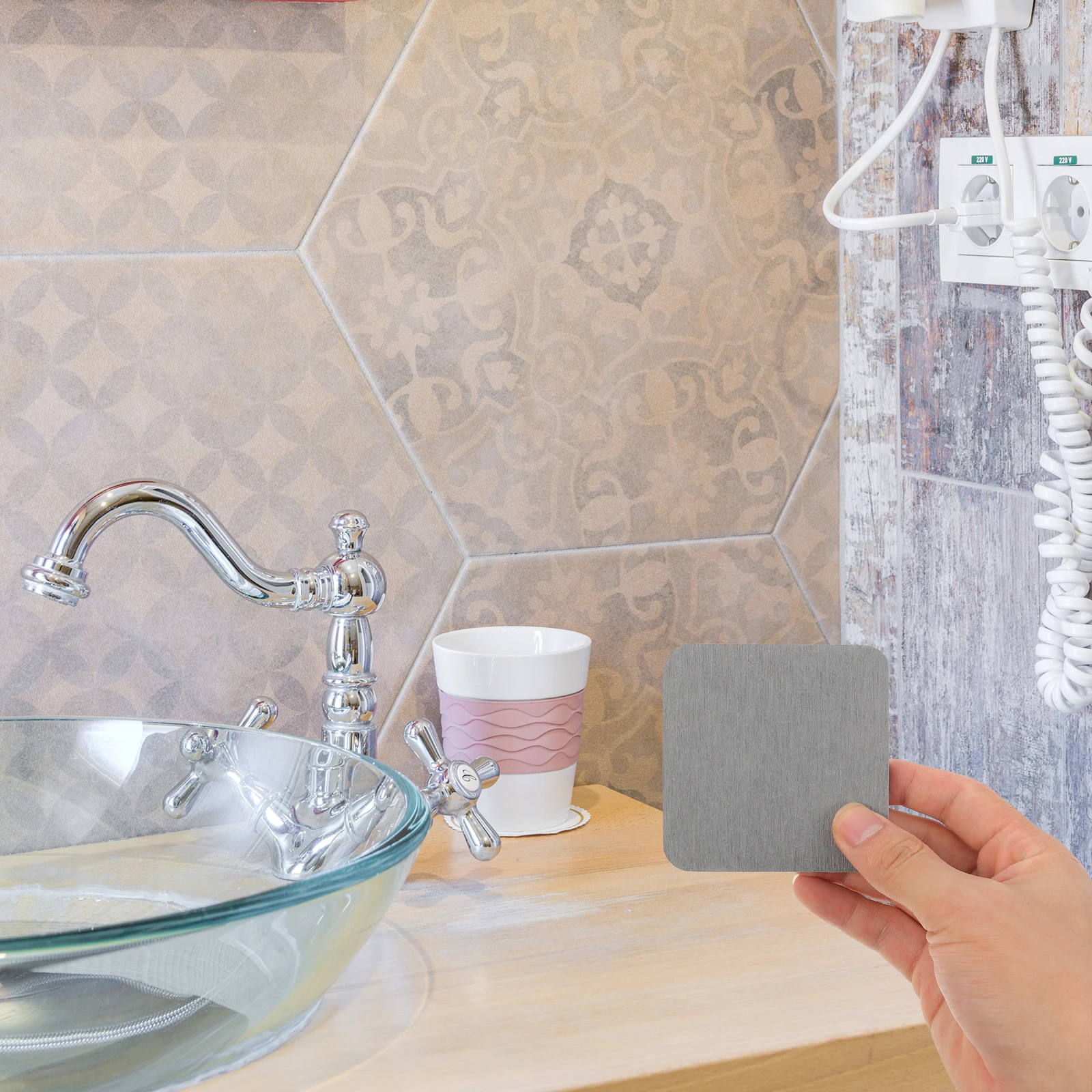 

3pcs Anti Slip Soap Dish Set 16x8cm 8x8cm Deep Grey Silica Absorbent Coaster Mats for Bathroom Countertop Dry Water Pad