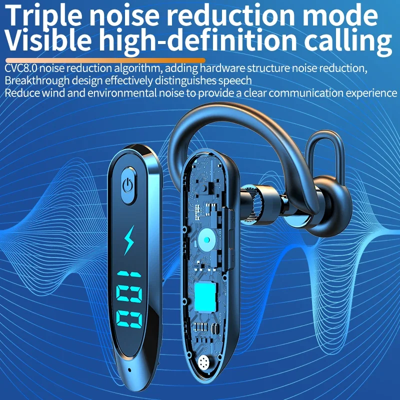 bluetooth 6.0 earphone ear hook headphone 270 degree rotation led display hifi stereo noise reduction headset waterproof earbud bluetooth 6.0 earphone ear hook headphone 270 degree rotation led display hifi stereo noise reduction headset waterproof earbud