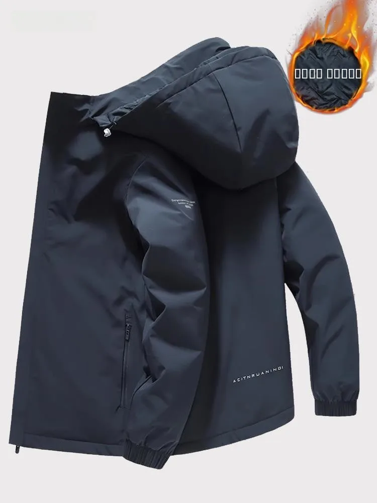 

Loose Fit Spor Thin Cotton Jaet Men's plus Size Cotton Padded Outerwear Faionable Urban Busin Sle Zipper Details