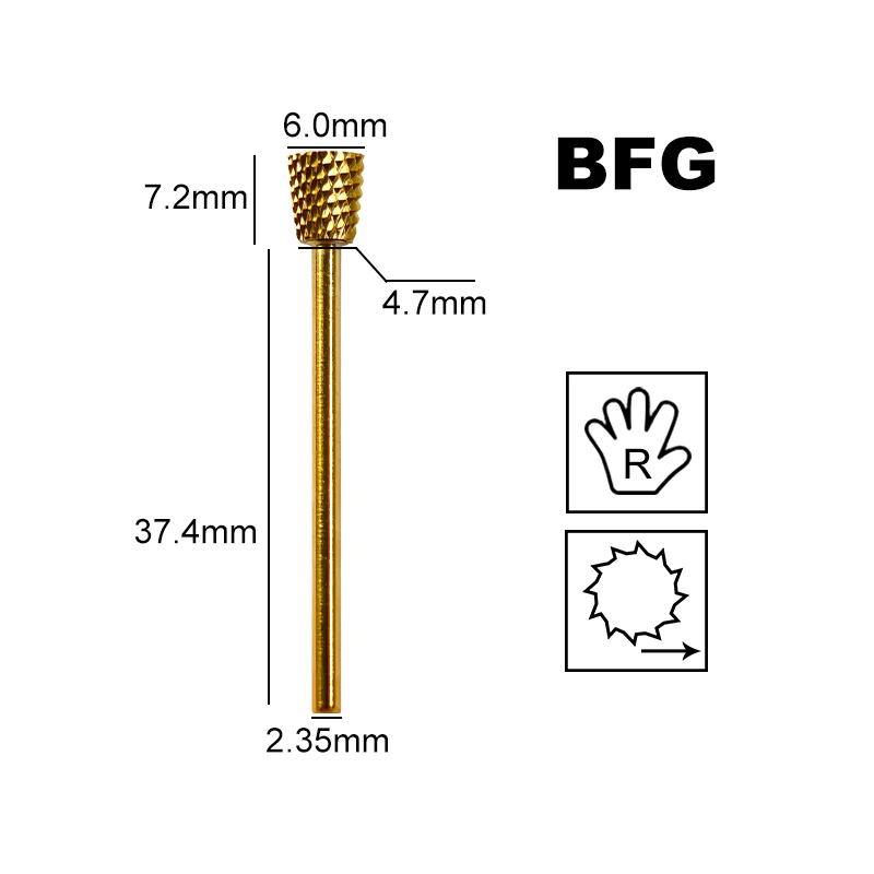 Inverted Backfill Tungsten Carbide Nail Drill Bits Medium Electric Remove Gel Milling Cutter Polishing Manicure Accessories Tool