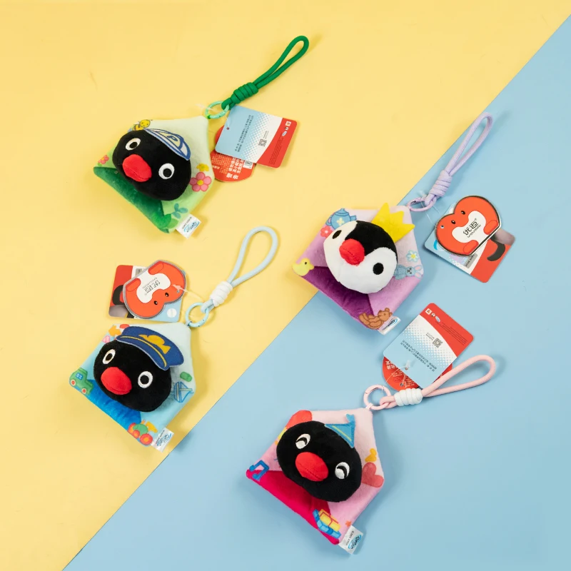 4pcs Pingu Penguin Merchandise Southern Letter Series Plush Doll Pendant Keychain Bag Hanging Ornament Trendy Decor Accessory view 2