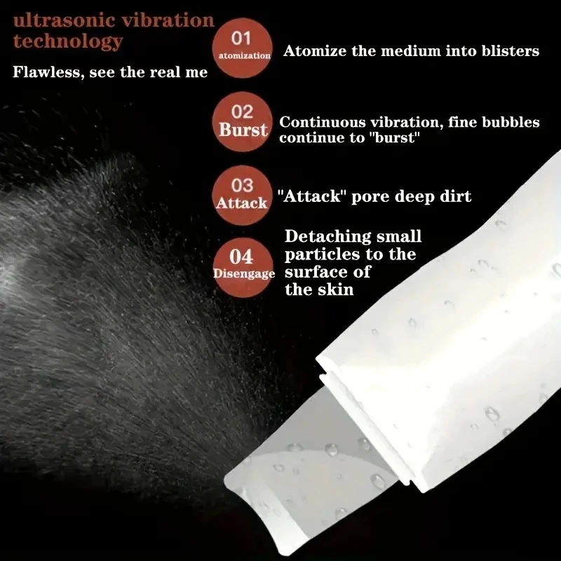 초음파 피부 스크러버 25KHz 딥 클렌징 도구 여드름 블랙헤드 제거 필링 스크럽 클렌저 페이셜 마사지기