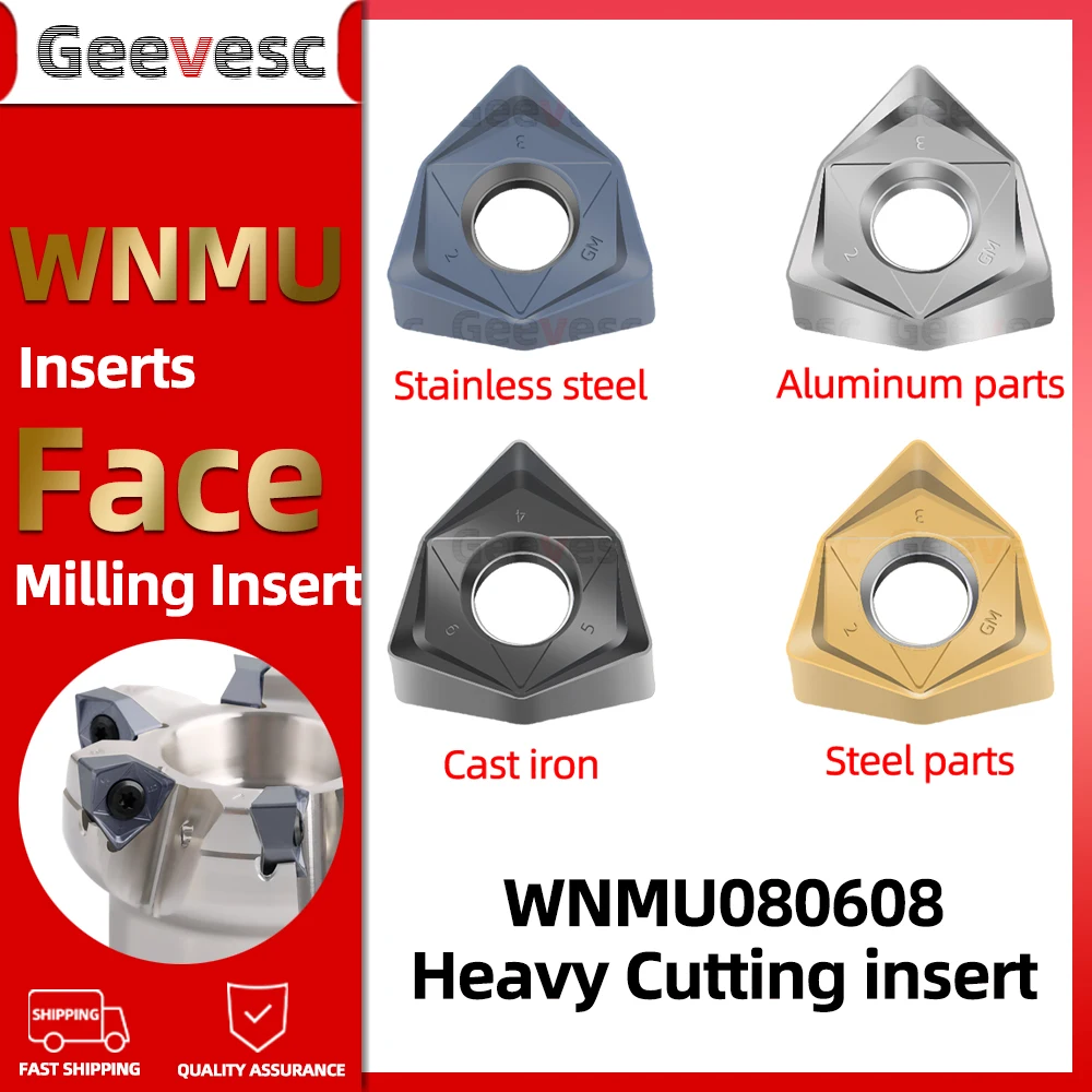Wnmu 080608 Dupla Face Hexagonal 90 Graus Ângulo Reto Inserção de Corte de Fresagem Pesada Mfwn Wnmu Carboneto Fresa Inserções Lâmina