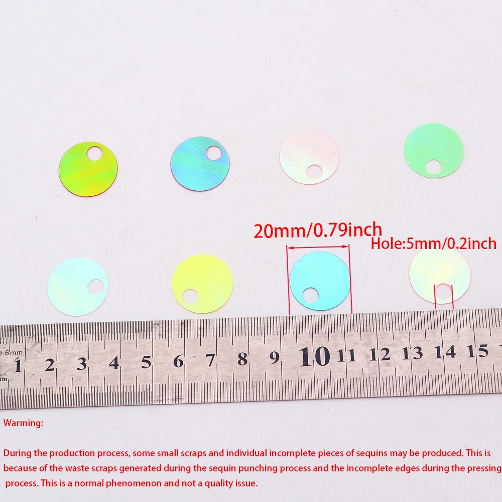 20g 20mm Flat Round Sequin Paillettes Large Hole Loose Sequins for Crafts Arts Jewelry Making Sewing Embroidery Party Decoration