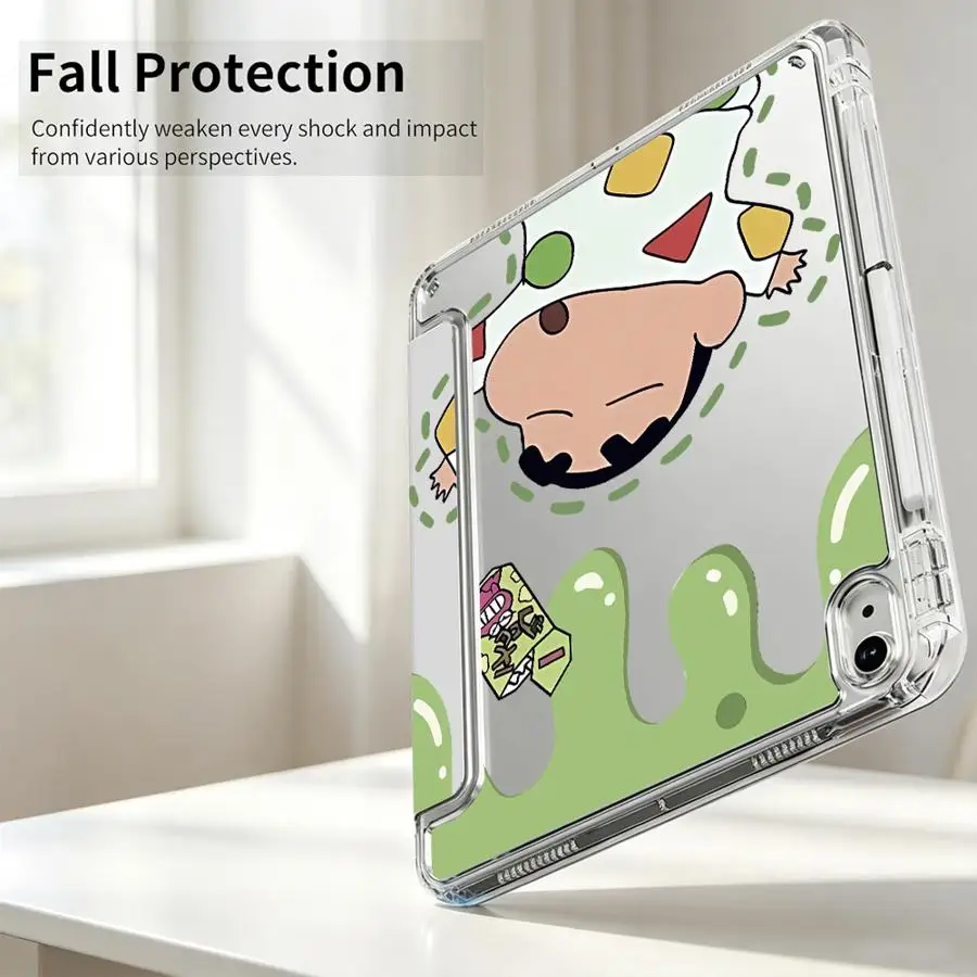 With Pen Slot Cover Tablet Case For Samsung Galaxy Tab S9 Plus S10 Lite A8 S7 FE S8 A11 A9 Plus Cute Shin-Chan