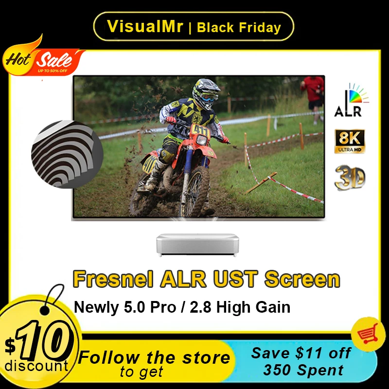 

Новый обновленный проекционный экран Fresnel 5,0 Pro UST ALR 1 см с фиксированной рамкой 4/8K