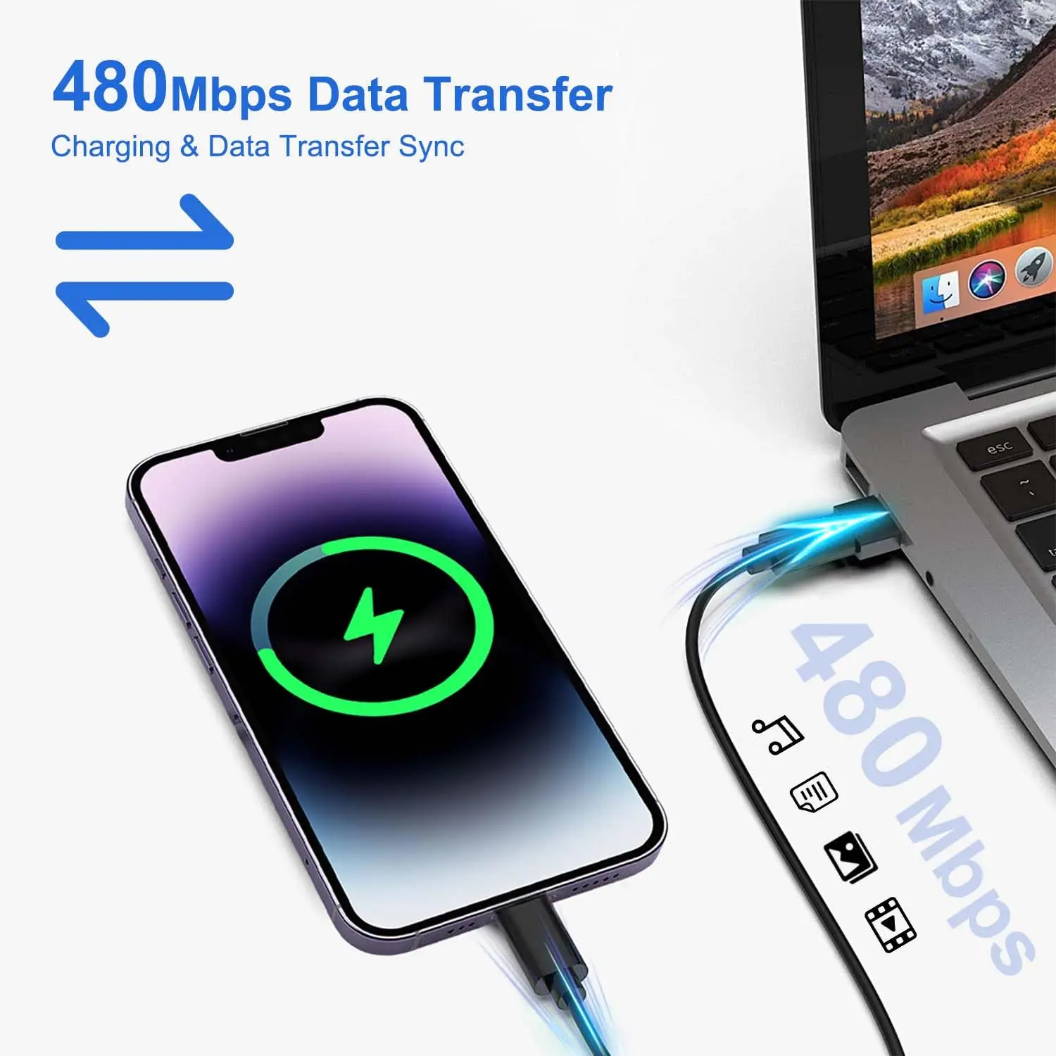 6 In 1 Multifunctional Data Cable Storage Box 60W Dual Type-C Data Cable Storage Box Lightning Android Interface Supporting Use