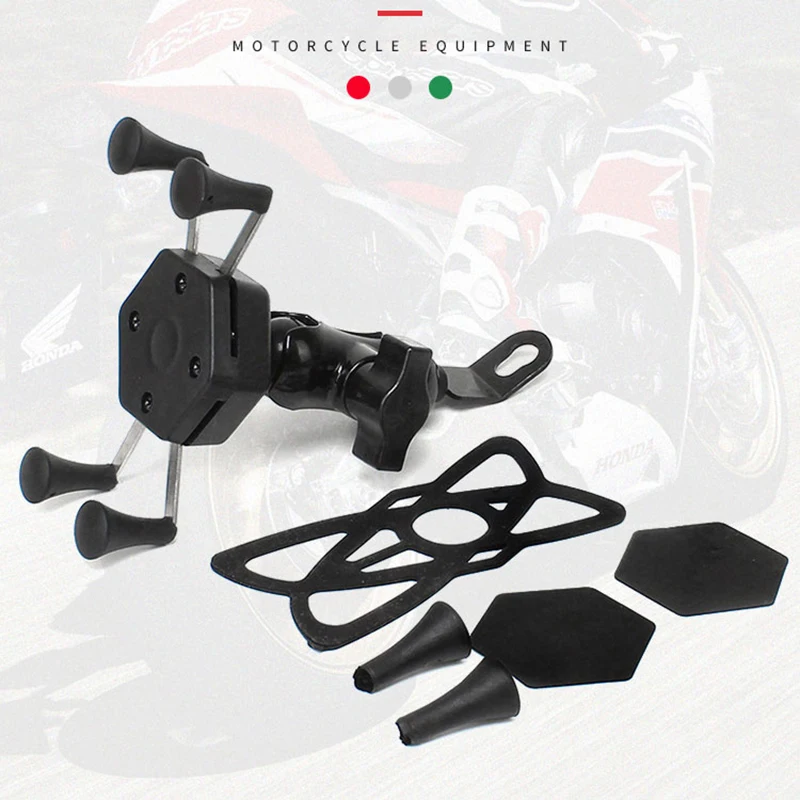 Soporte para teléfono móvil con montaje en espejo trasero de motocicleta, soporte Hexagonal multifuncional para Gps en forma de X, rotación de 360