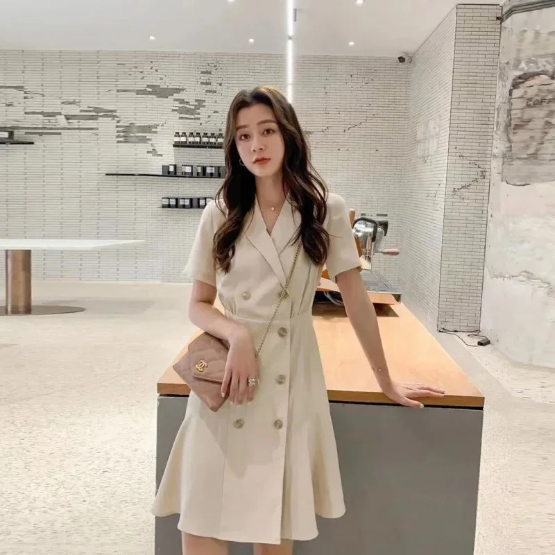 Black Female Dresses 2024 Blazer Apricot Women's Dress Clothing Formal Occasion Xxl Summer New Features of X Y2k Vintage Loose G