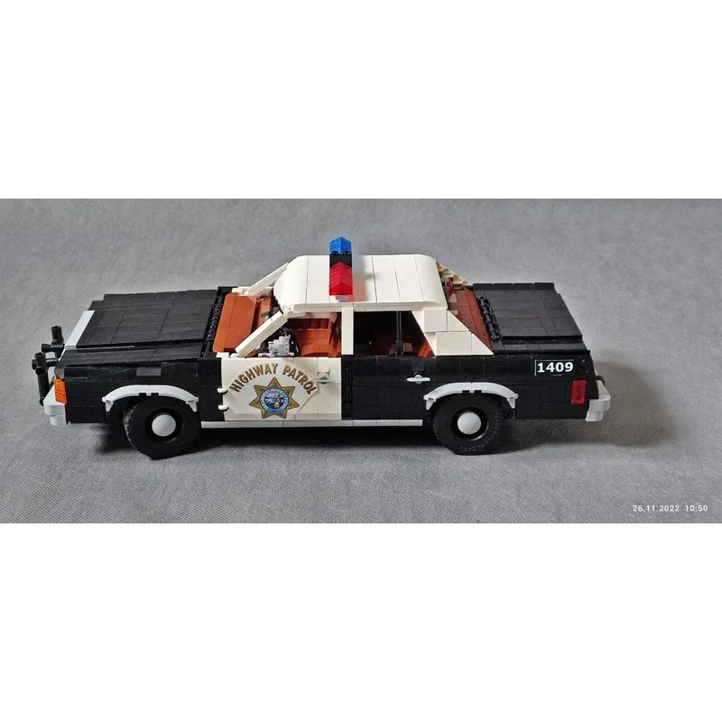 Décennie s de construction de voiture de police civile modèle MOC-130074New, patrouille d'autoroute, marijuana 1763 parties, blocs de construction de Noël pour garçons, cadeaux de jouets pour enfants