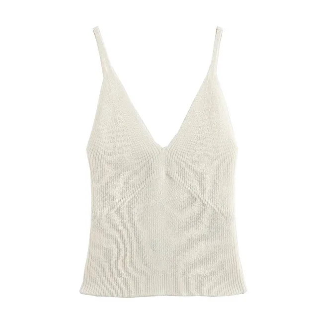 BabYoung Summer New Fashion Women Knitted Short Suspender Top Solid Color V-Neck Sleeveless Backless Decorative Female Slim Vest