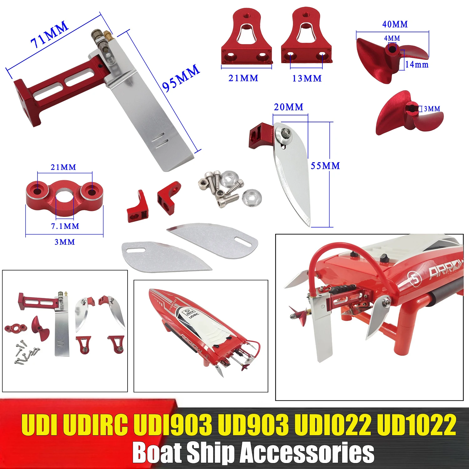 

UDI UDIRC UDI903 UD903 UDI022 UD1022 RC Boat Ship Parts Metal Modification Main Shaft Propeller Wire Rope Tail Rudder Water Jet