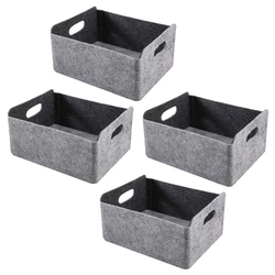 4Pcs Felt Storage Basket/Bin With Handles, Collapsible & Convenient Storage Solution