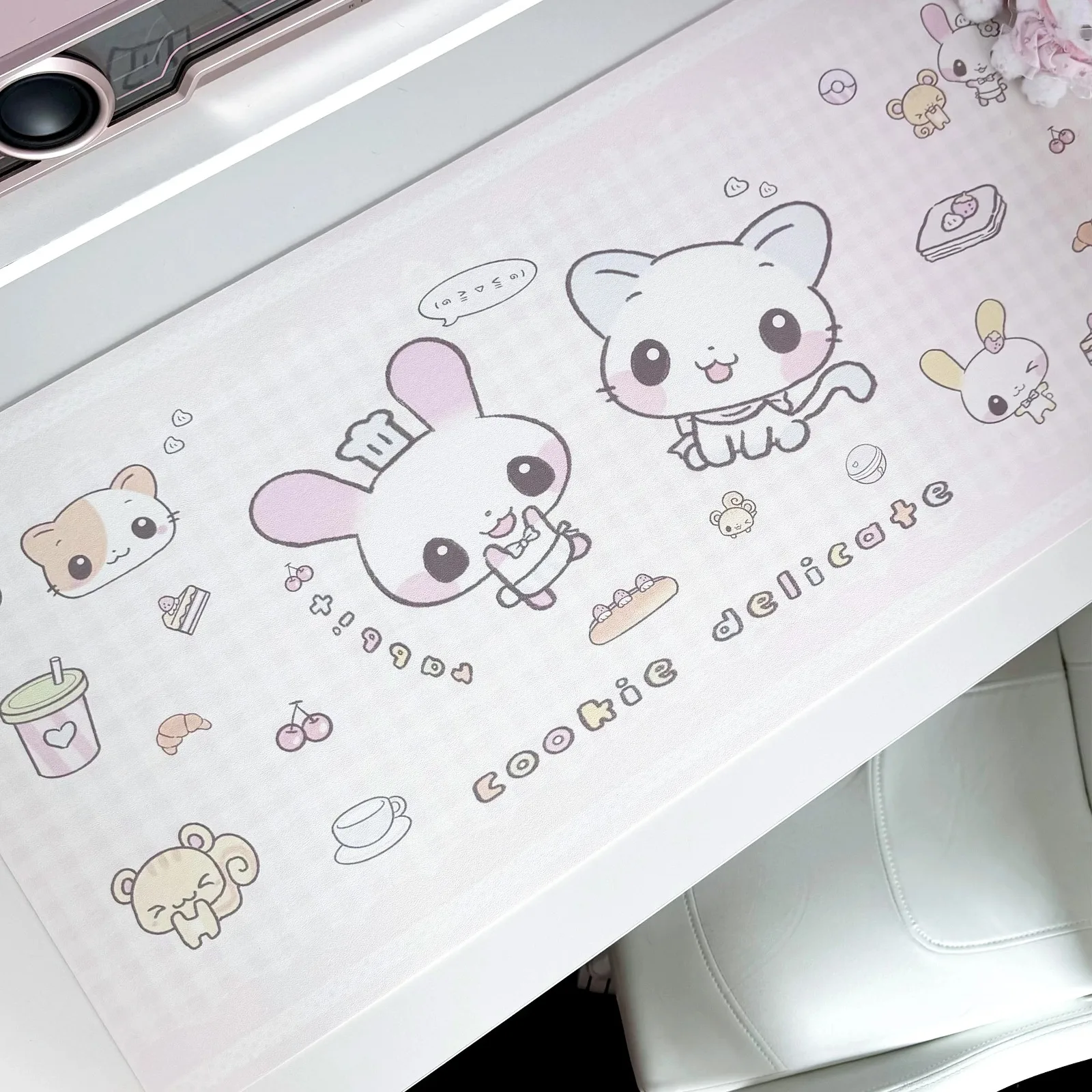 

Kawaii большой коврик для мыши Ins Style из искусственной кожи, офисный коврик для клавиатуры, водонепроницаемый нескользящий коврик для стола для девочек, студенческих общежитий