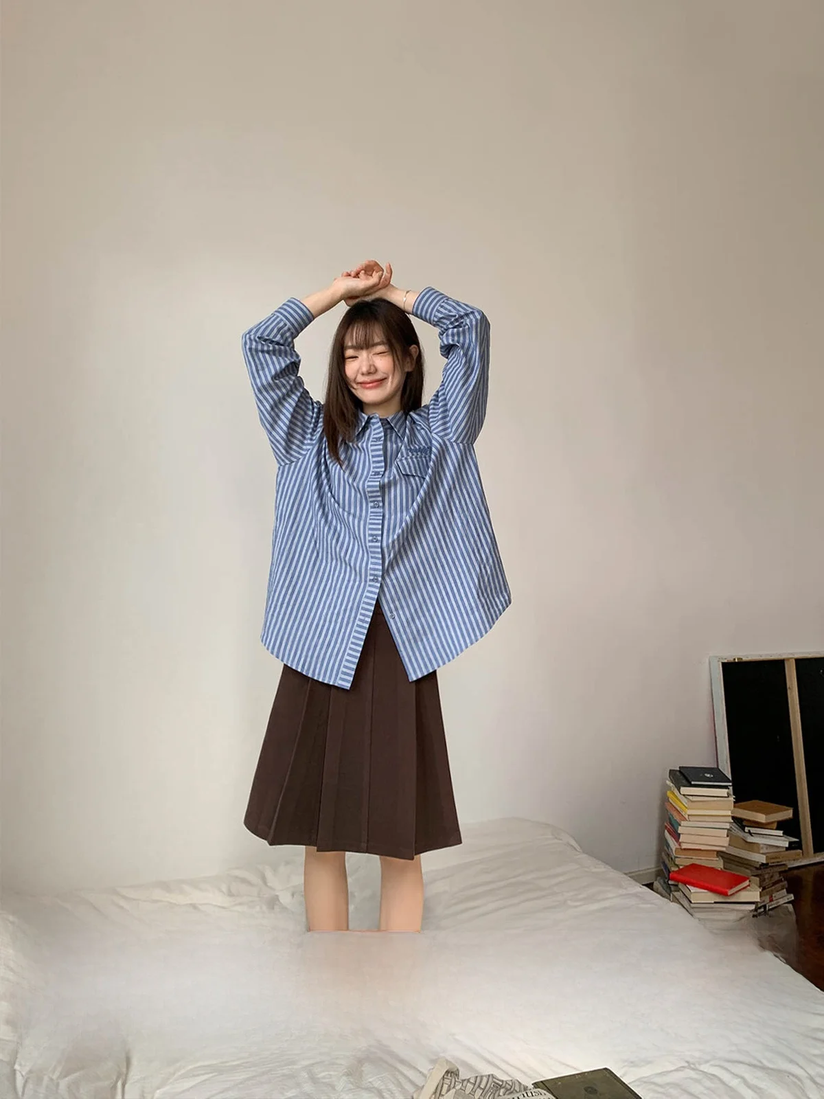 

Юбка-трапеция Hello с высокой талией и боковыми кратками. Женские осенне-зимние юбки из смеси полиэстера в горошек.