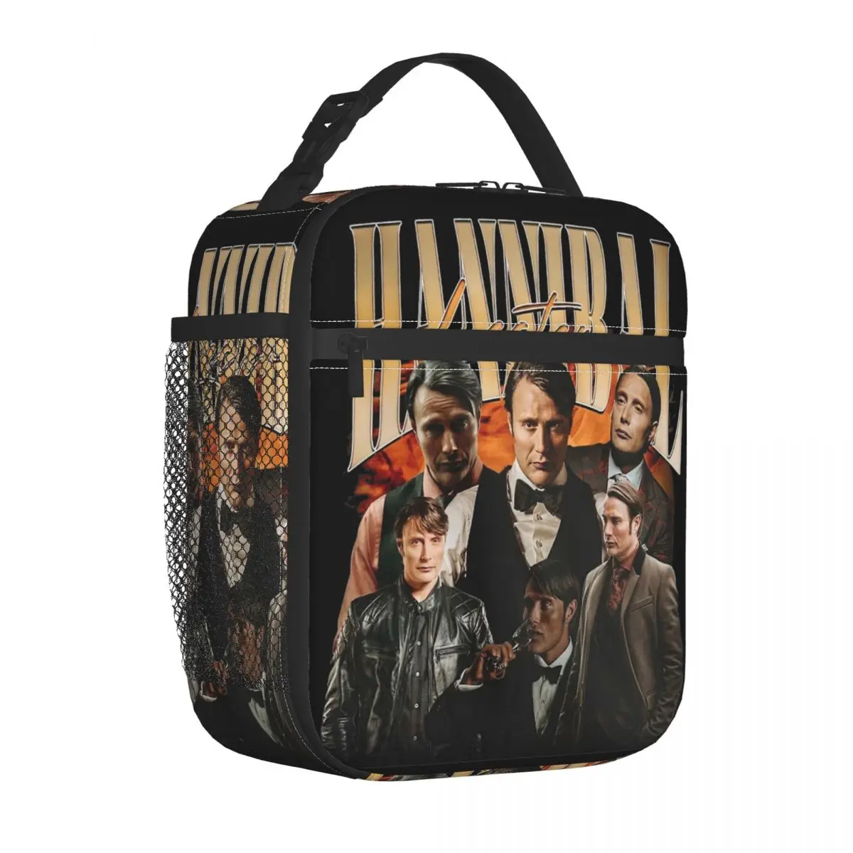 Hannibal Lecter Mads Mikkelsen Insulated Lunch Bag Thermal Lunch Container Leakproof Tote Lunch Box Food Bag Work Picnic